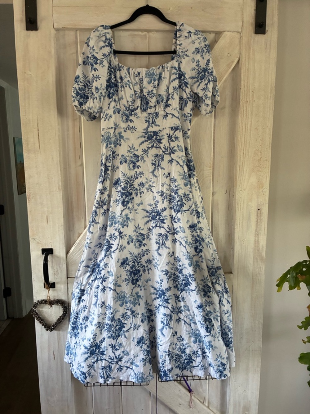 Laura Ashley White and Blue Floral Midi Dress